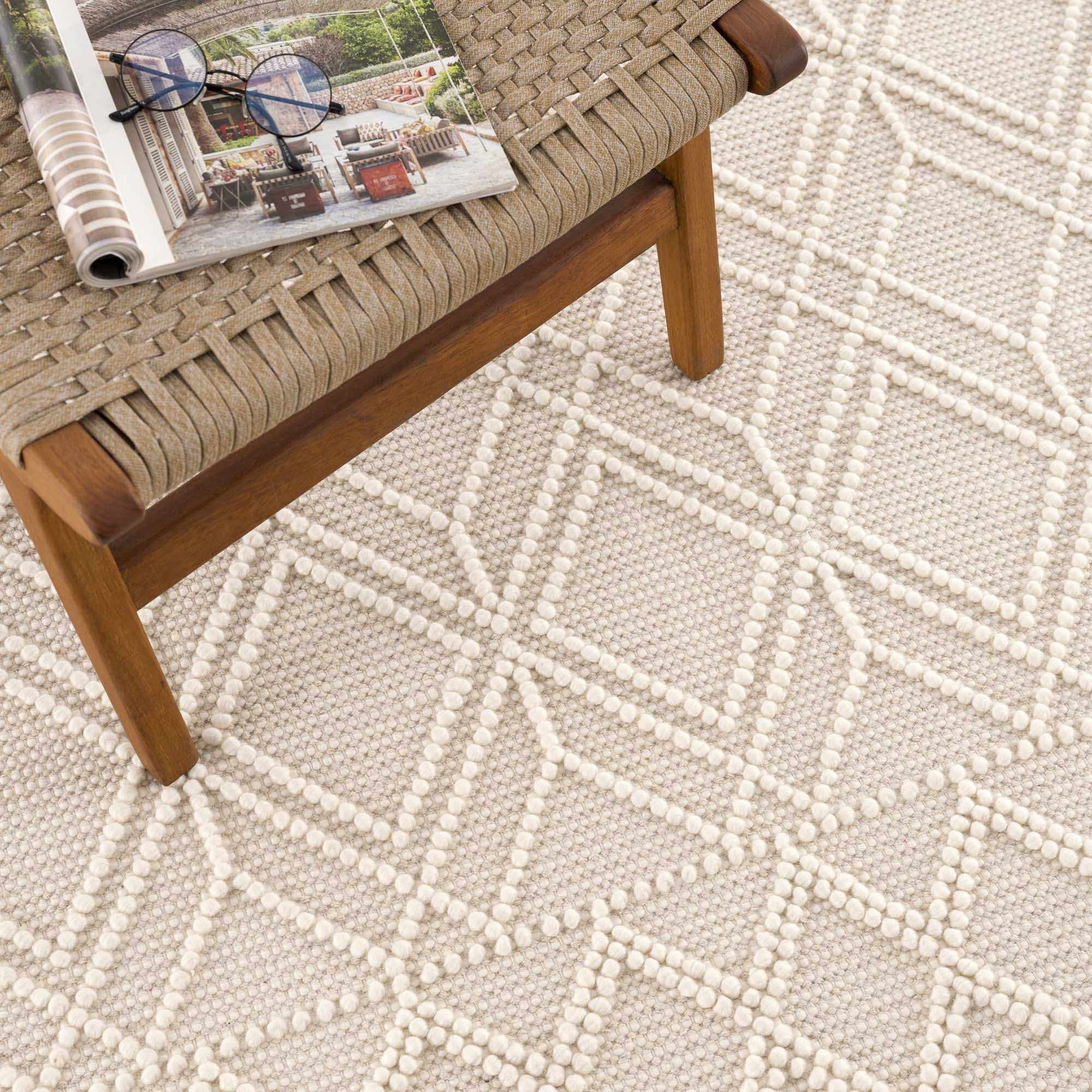 Ramsbury Beige Trellis Wool Rug - Ornate Home