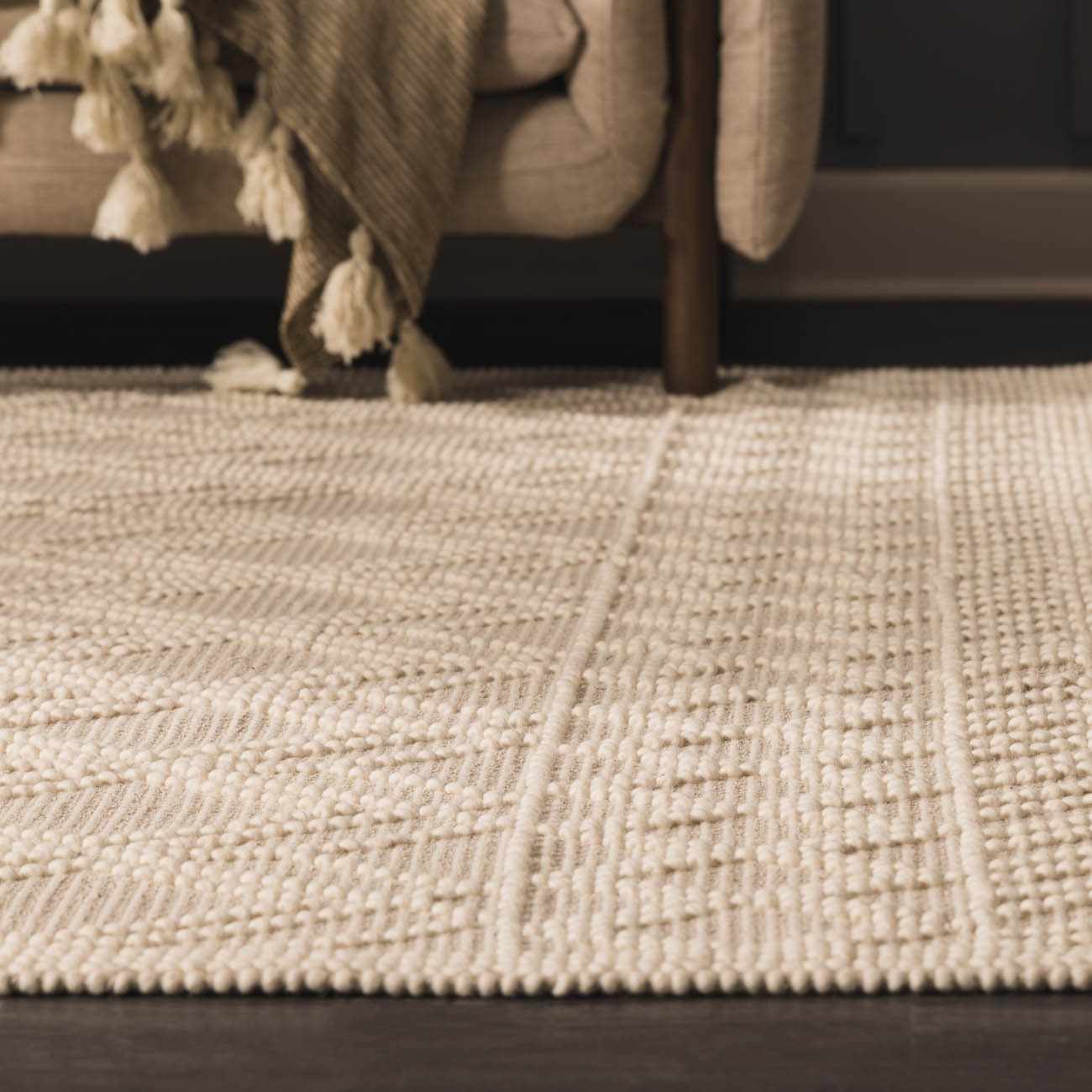 Ramsbury Beige Trellis Wool Rug - Ornate Home