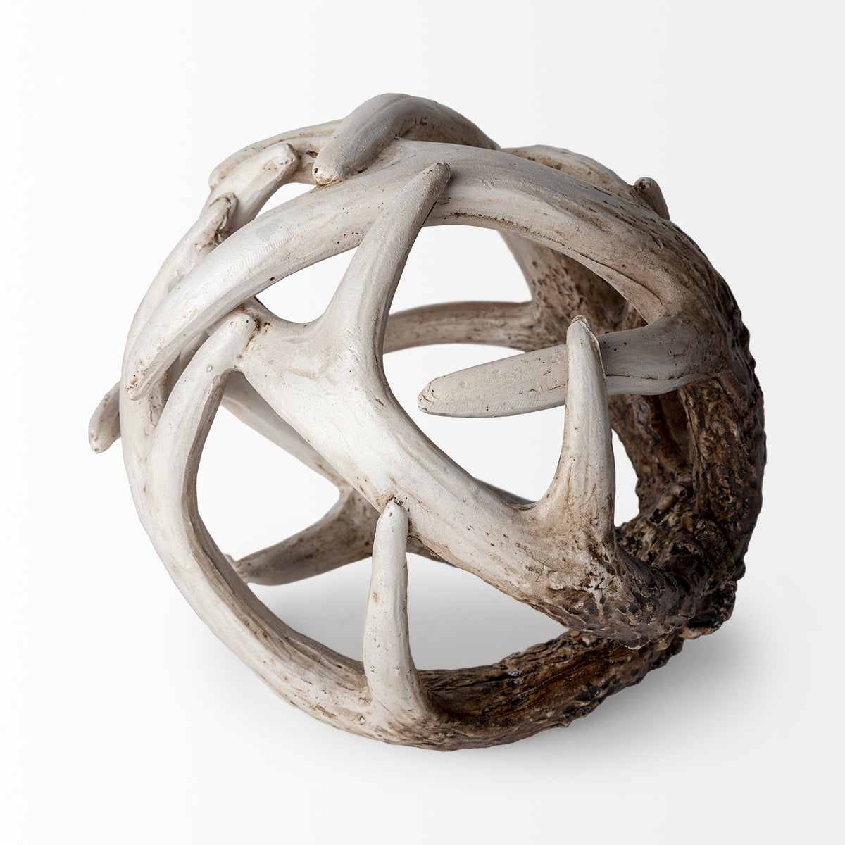 Ramus Brown Small Antler Shaped Decorative Resin Orb Ball - Ornate Home