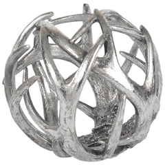 Ramus Silver Large Antler Shaped Decorative Orb Ball - Ornate Home