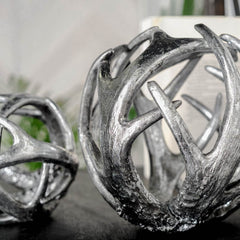 Ramus Silver Large Antler Shaped Decorative Orb Ball - Ornate Home