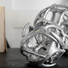 Ramus Silver Small Antler Shaped Decorative Orb Ball - Ornate Home