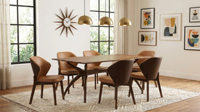 Randolph Sheesham And Brown 7-Piece Smart Top Rectangular Dining Set - Ornate Home