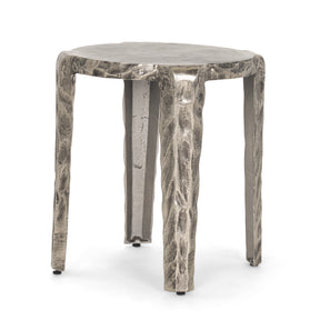 Randy Silver/Nickel Textured Cast Aluminum Metal Accent Table