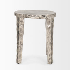 Randy Silver/Nickel Textured Cast Aluminum Metal Accent Table - Ornate Home