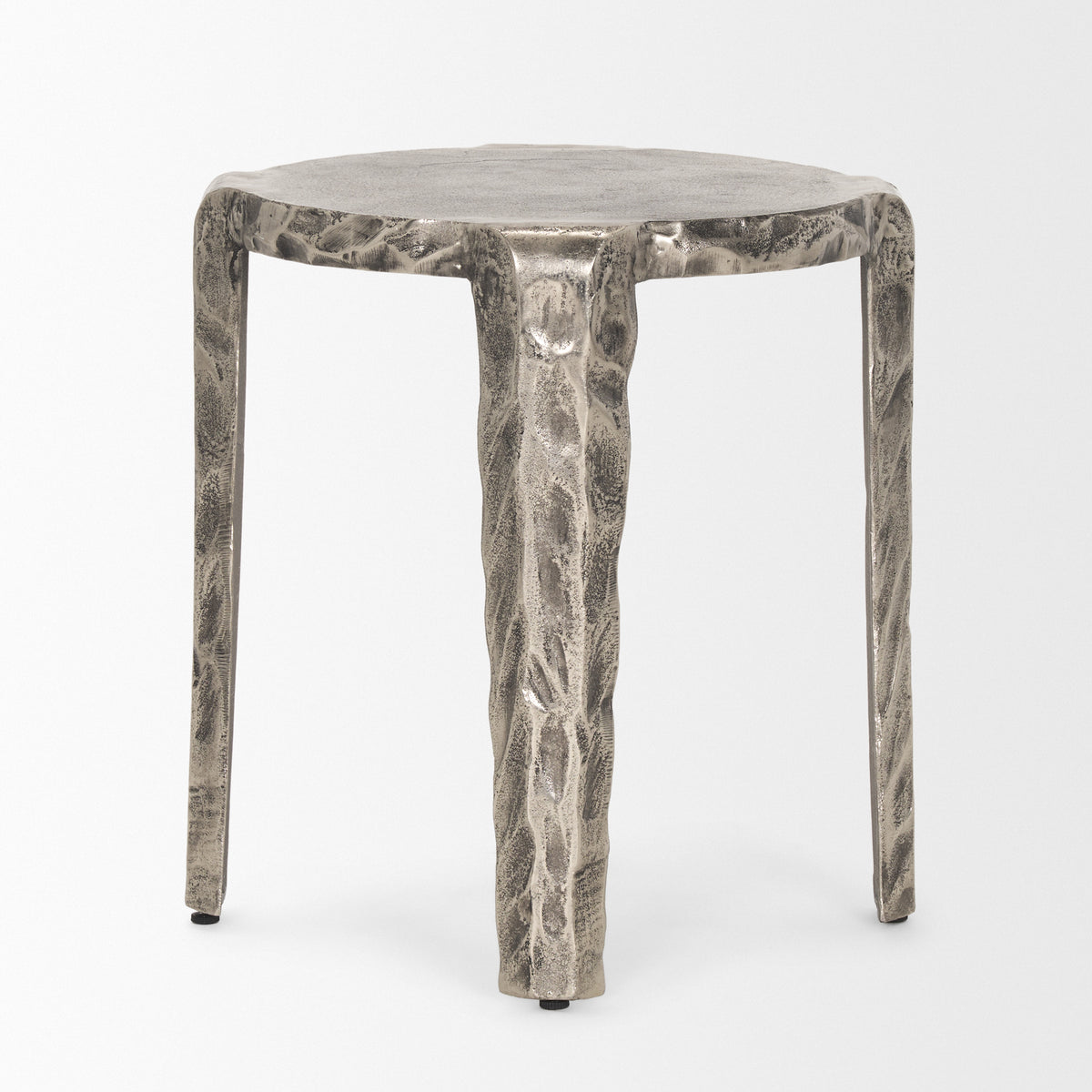 Randy Silver/Nickel Textured Cast Aluminum Metal Accent Table