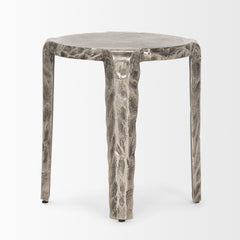 Randy Silver/Nickel Textured Cast Aluminum Metal Accent Table - Ornate Home