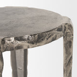 Randy Silver/Nickel Textured Cast Aluminum Metal Accent Table