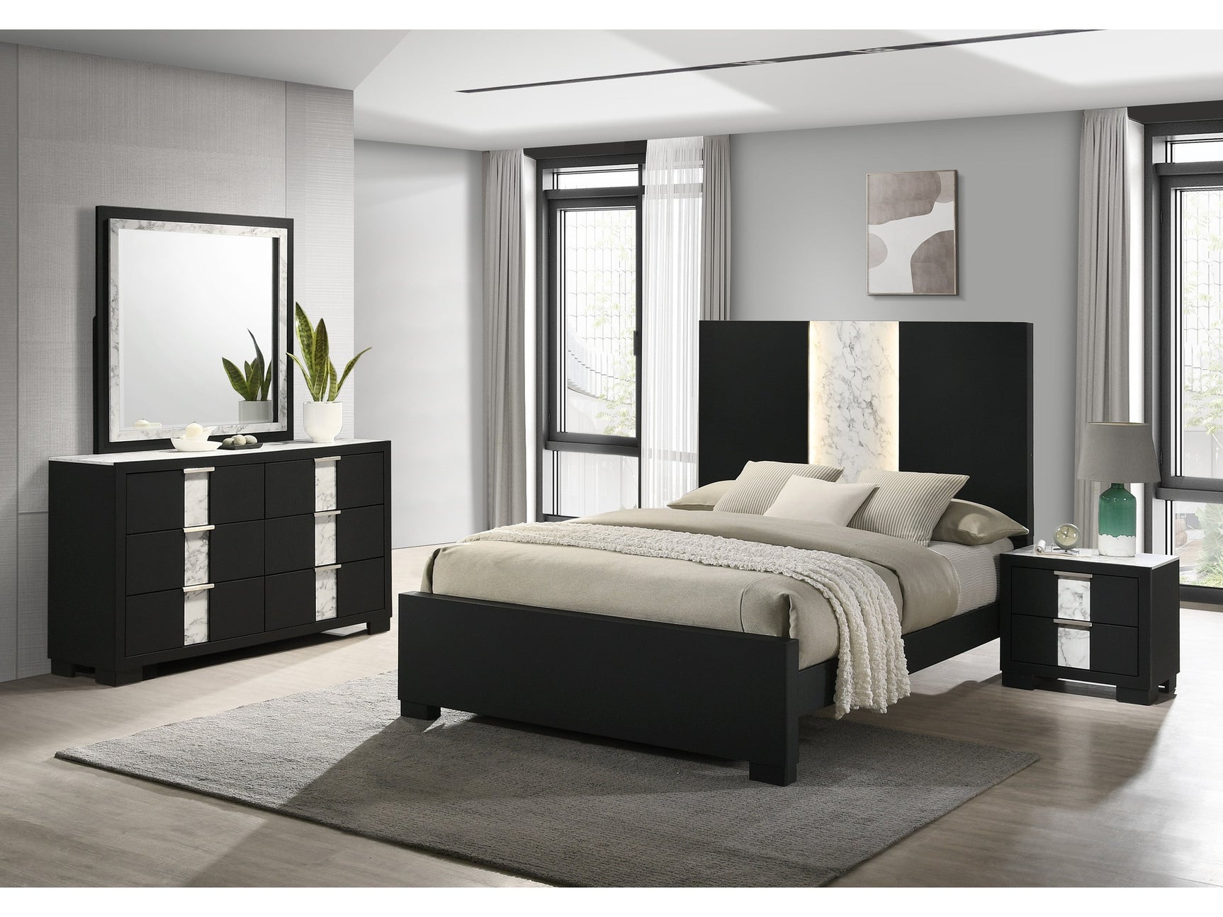 Rangley Black Panel Bedroom Set - Ornate Home