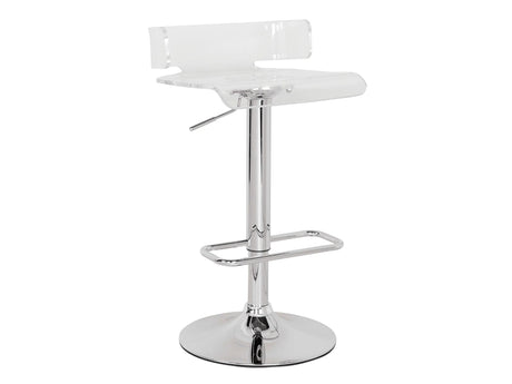 Rania Clear & Chrome Adjustable Stool (1Pc) - Ornate Home