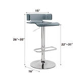 Rania Gray & Chrome Adjustable Stool (1Pc) - Ornate Home