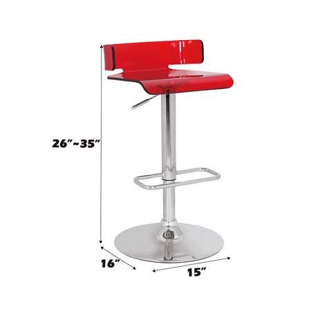 Rania Red & Chrome Adjustable Stool (1Pc) - Ornate Home