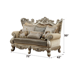Ranita Champagne Loveseat w/6 Pillows - Ornate Home