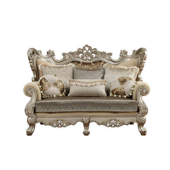 Ranita Champagne Loveseat w/6 Pillows - Ornate Home