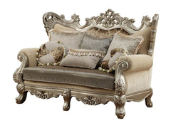 Ranita Champagne Loveseat w/6 Pillows - Ornate Home