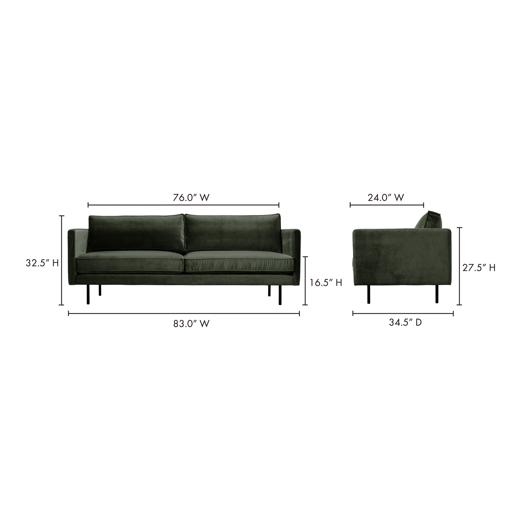 Raphael Dark Green Sofa - Ornate Home