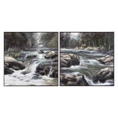 Rapids Green/Brown Canvas - Ornate Home