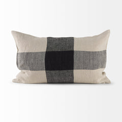 Raquel Beige/Black 13x21 Fabric Plaid Pillow Cover - Ornate Home