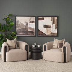 Rashama Dark Brown Wood Stacked Geometric Round Accent Table - Ornate Home