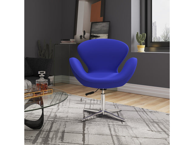 Raspberry Adjustable Swivel Chair in Blue and Polished Chrome (set of 2) - Ornate Home