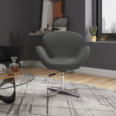 Raspberry Adjustable Swivel Chair in Grey and Polished Chrome - Ornate Home