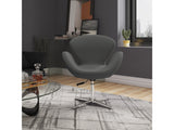Raspberry Adjustable Swivel Chair in Grey and Polished Chrome (set of 2) - Ornate Home