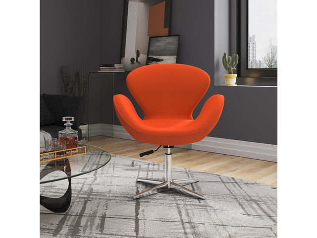 Raspberry Adjustable Swivel Chair in Orange and Polished Chrome (set of 2) - Ornate Home