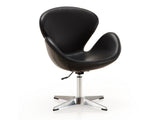 Raspberry Faux Leather Adjustable Swivel Chair in Black and Polished Chrome - Ornate Home