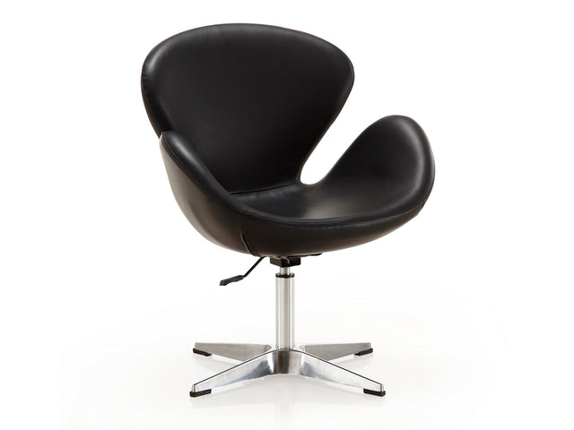 Raspberry Faux Leather Adjustable Swivel Chair in Black and Polished Chrome - Ornate Home