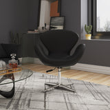 Raspberry Faux Leather Adjustable Swivel Chair in Black and Polished Chrome - Ornate Home