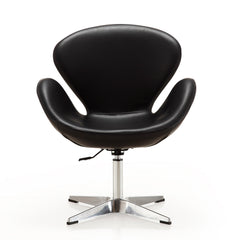 Raspberry Faux Leather Adjustable Swivel Chair in Black and Polished Chrome - Ornate Home