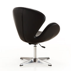 Raspberry Faux Leather Adjustable Swivel Chair in Black and Polished Chrome - Ornate Home