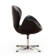 Raspberry Faux Leather Adjustable Swivel Chair in Black and Polished Chrome (set of 2) - Ornate Home