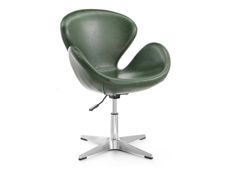 Raspberry Faux Leather Adjustable Swivel Chair in Forest Green and Polished Chrome - Ornate Home