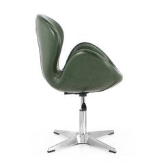 Raspberry Faux Leather Adjustable Swivel Chair in Forest Green and Polished Chrome - Ornate Home