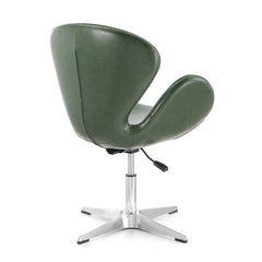 Raspberry Faux Leather Adjustable Swivel Chair in Forest Green and Polished Chrome - Ornate Home
