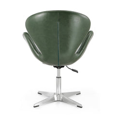 Raspberry Faux Leather Adjustable Swivel Chair in Forest Green and Polished Chrome - Ornate Home