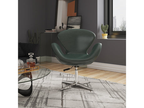 Raspberry Faux Leather Adjustable Swivel Chair in Forest Green and Polished Chrome (set of 2) - Ornate Home