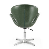 Raspberry Faux Leather Adjustable Swivel Chair in Forest Green and Polished Chrome (set of 2) - Ornate Home