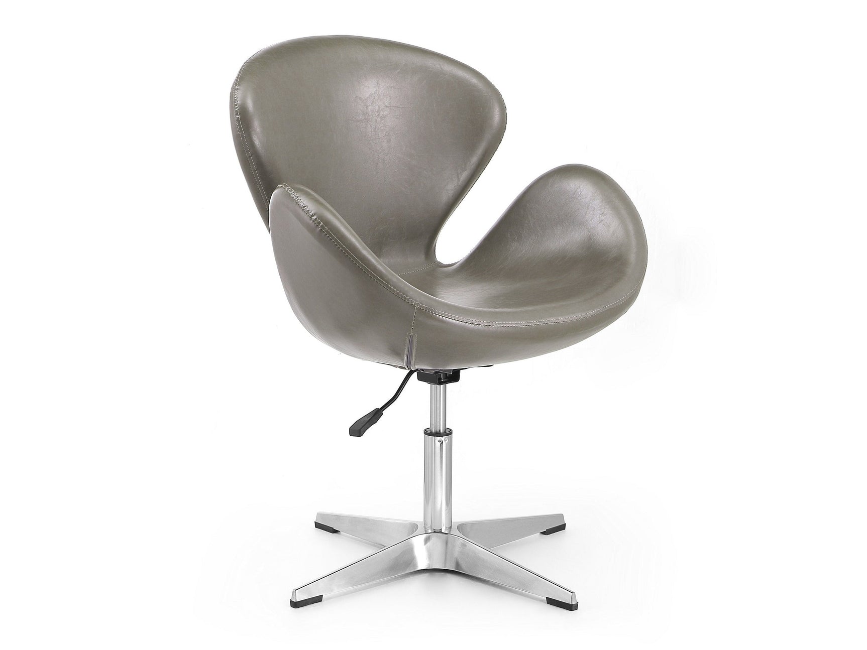 Raspberry Faux Leather Adjustable Swivel Chair in Pebble and Polished Chrome - Ornate Home