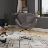 Raspberry Faux Leather Adjustable Swivel Chair in Pebble and Polished Chrome - Ornate Home