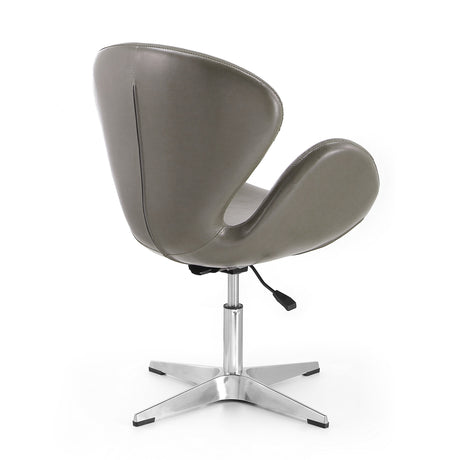 Raspberry Faux Leather Adjustable Swivel Chair in Pebble and Polished Chrome - Ornate Home