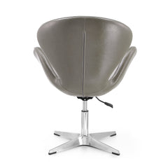 Raspberry Faux Leather Adjustable Swivel Chair in Pebble and Polished Chrome - Ornate Home