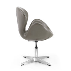 Raspberry Faux Leather Adjustable Swivel Chair in Pebble and Polished Chrome (set of 2) - Ornate Home