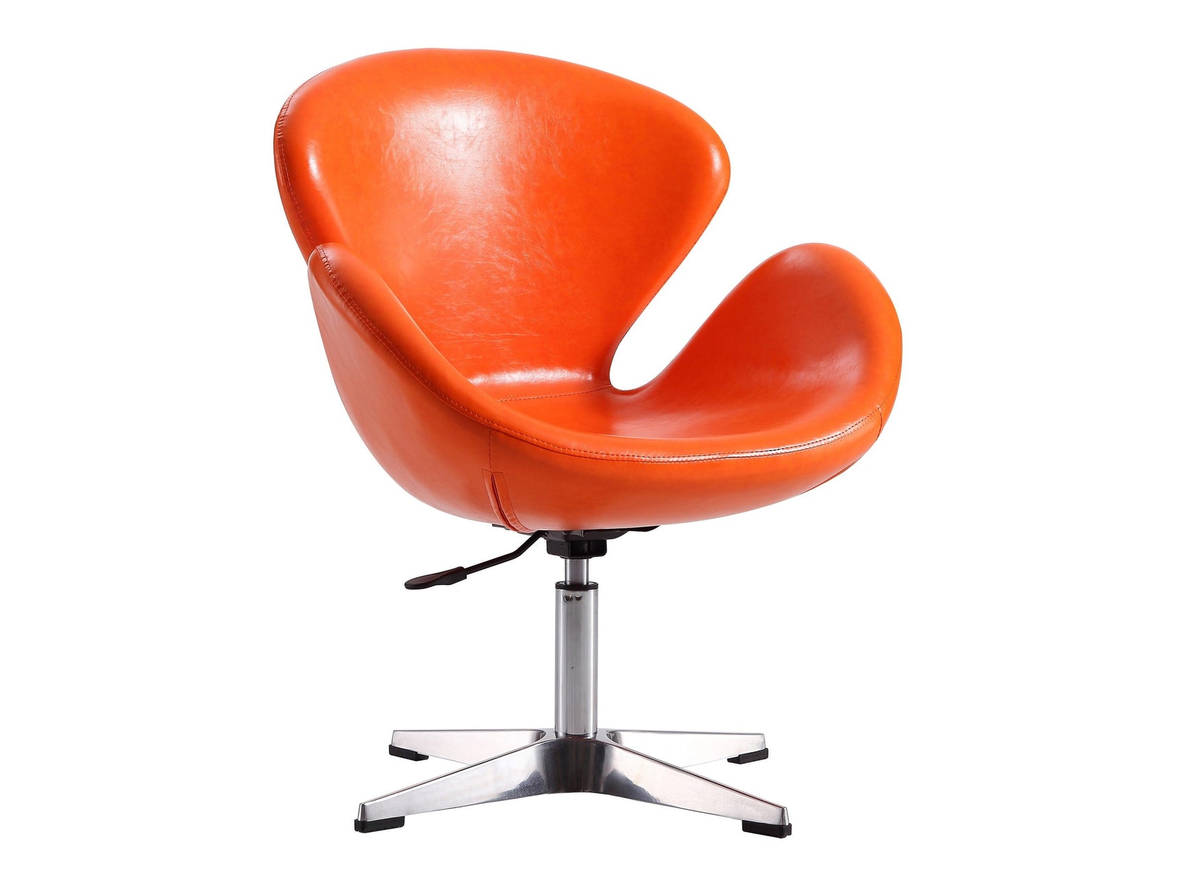 Raspberry Faux Leather Adjustable Swivel Chair in Tangerine and Polished Chrome - Ornate Home