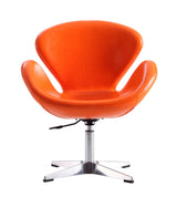 Raspberry Faux Leather Adjustable Swivel Chair in Tangerine and Polished Chrome - Ornate Home
