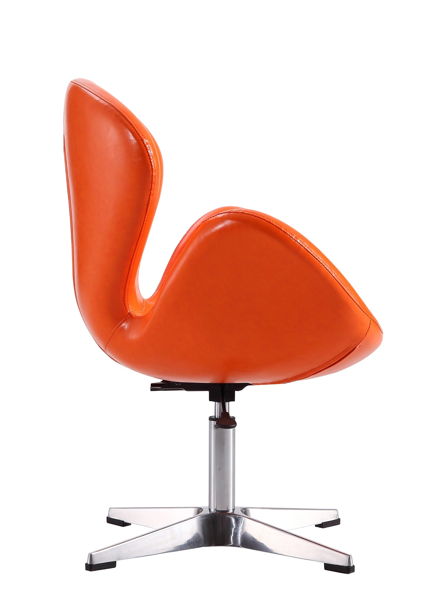 Raspberry Faux Leather Adjustable Swivel Chair in Tangerine and Polished Chrome - Ornate Home