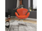 Raspberry Faux Leather Adjustable Swivel Chair in Tangerine and Polished Chrome (set of 2) - Ornate Home