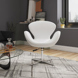 Raspberry Faux Leather Adjustable Swivel Chair in White and Polished Chrome - Ornate Home