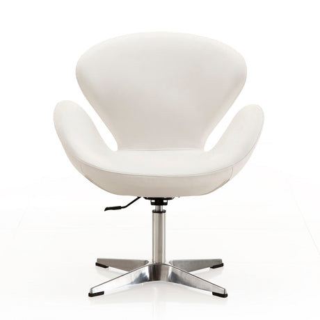 Raspberry Faux Leather Adjustable Swivel Chair in White and Polished Chrome - Ornate Home